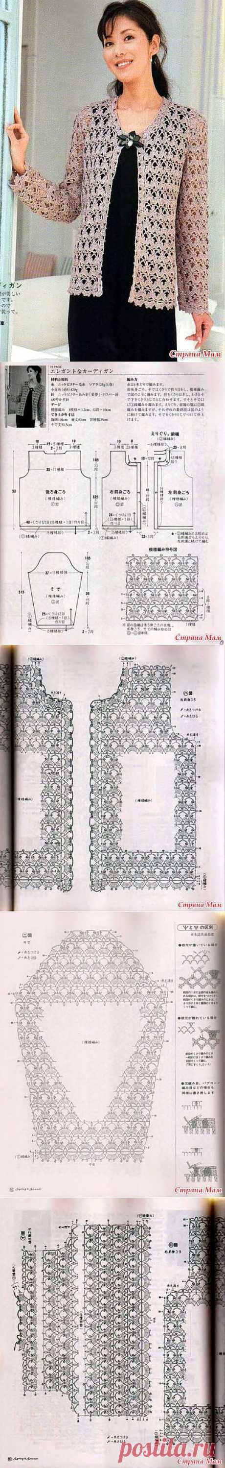 Ажурный жакет на одной пуговке крючком.: Дневник группы &quot;ВЯЗАНАЯ МОДА+ ДЛЯ НЕМОДЕЛЬНЫХ ДАМ&quot; - Страна Мам