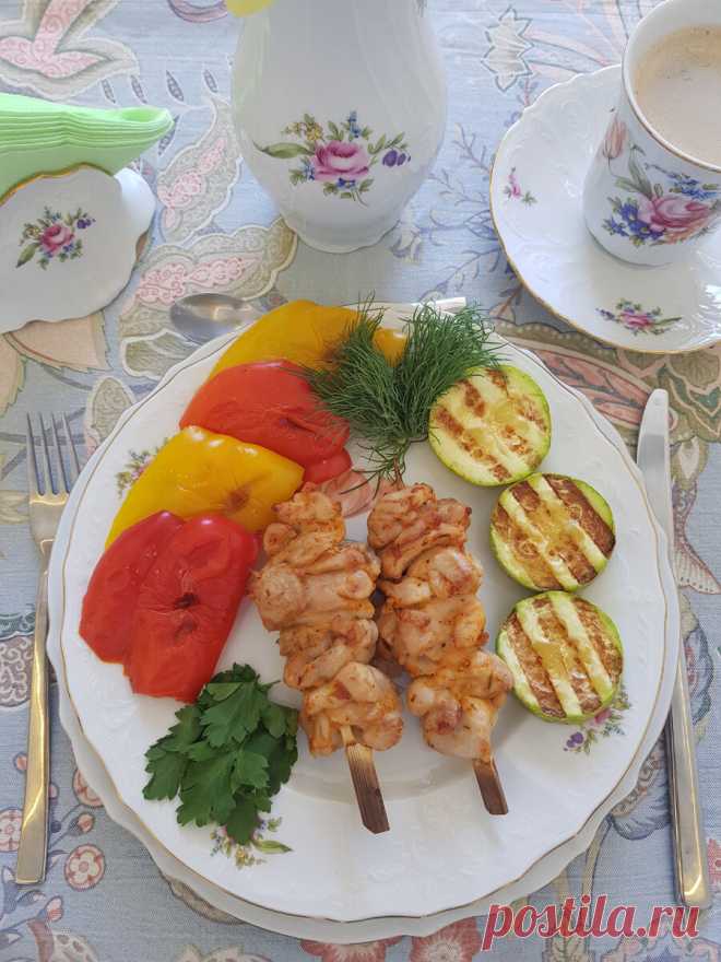 Куриные шашлычки с овощами гриль | Ольга Викторовна | Дзен