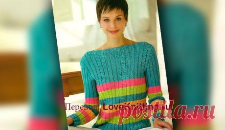 Пуловер в разноцветную полоску | Loveknitting.ru