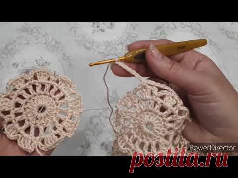 Как соединить цветочные мотивы в кайму для вязаний изделия вкруговую//мастер-класс
