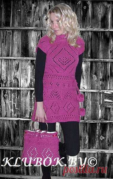 Туника из толстой пряжи "Hot Pink"..