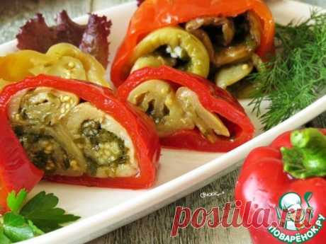 Болгарский перец, маринованный с баклажанами