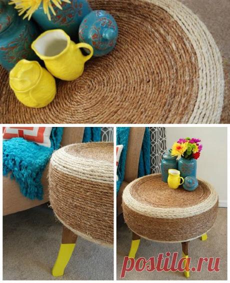 Придиванный столик из автомобильной шины | Ladiesvenue