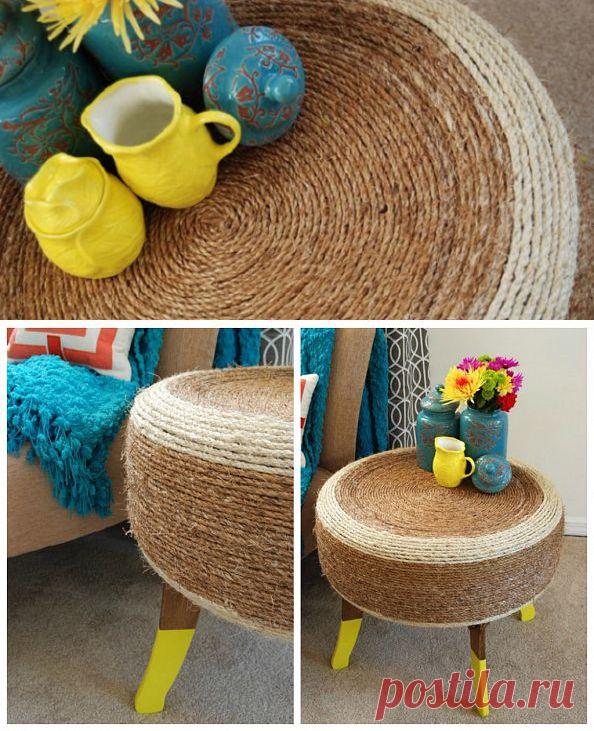 Придиванный столик из автомобильной шины | Ladiesvenue