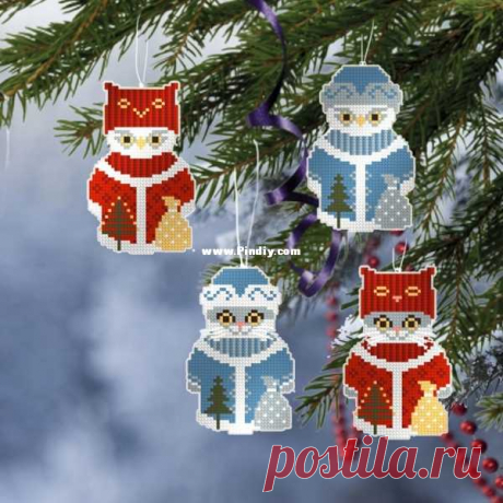 OwlForest Embroidery ND-01 - Кошки и совы Деда Мороза 1 - Бесплатная вышивка крестом Связь / Загрузка (Не могу опубликовать только в новой теме) - Вышивка крестом Сканированные рисунки-PinDIY.com