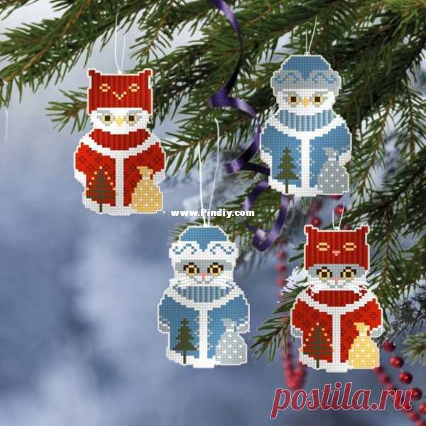 OwlForest Embroidery ND-01 - Кошки и совы Деда Мороза 1 - Бесплатная вышивка крестом Связь / Загрузка (Не могу опубликовать только в новой теме) - Вышивка крестом Сканированные рисунки-PinDIY.com