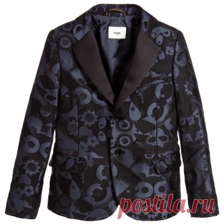 Fendi - Boys Black & Blue 'Monster' Jacquard Blazer | Childrensalon