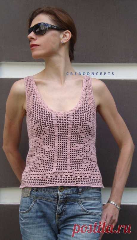Sexy crochet top PATTERN fillet grid PDF by CONCEPTcreative - Salvabrani