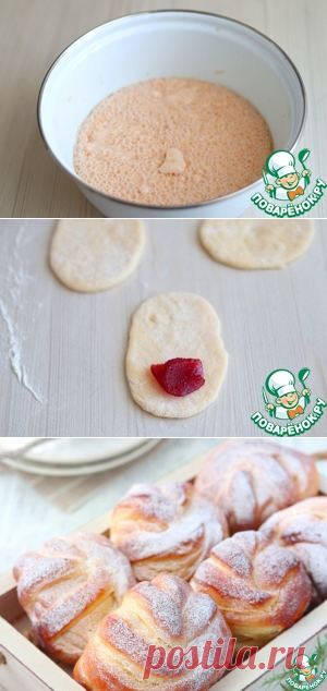 Булочки с вишневым джемом – кулинарный рецепт