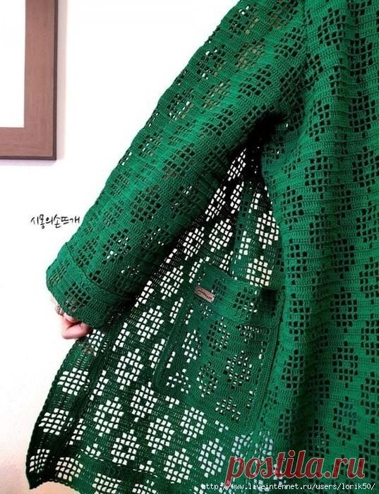 Неизбитый узор крючком. Отлично для летнего кардигана.