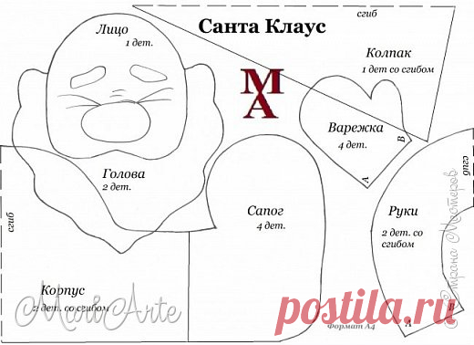 Санта Клаус + выкройка | Страна Мастеров
