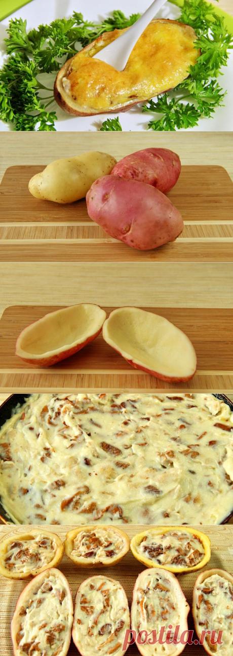 Рецепт приготовления жюльена с курицей и грибами в свежем картофеле