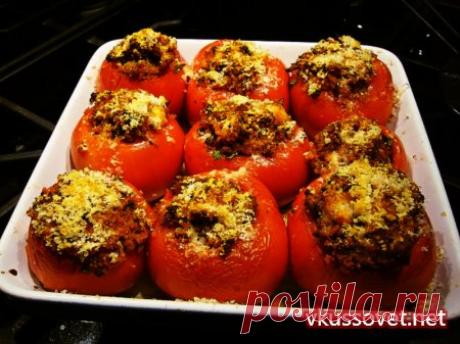 Запеченные помидоры с фаршем и рисом