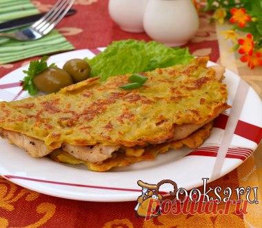 Курочка в ажуре #курица #кулинария #обед #ужин #вкусно #рецепты Курочка в ажуре - замечательное комплексное блюдо, которым можно порадовать домочадцев в выходной день. Состоит это блюдо из картофельного драника начинённого кусочками курицы с сыром и зеленью. Подав такую курочку с овощами вы непременно получите массу комплиментов от своих родных. Куриное филе — 1 шт; Картофель — 5 шт; Яйцо — 1 шт; Сыр твёрдый — 80 г; Мука пшеничная — 3 ст.л.; Петрушка свежая — 0.5 пуч.; Масло подсолнечное…