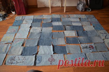Шьем джинсовое покрывало для пикника