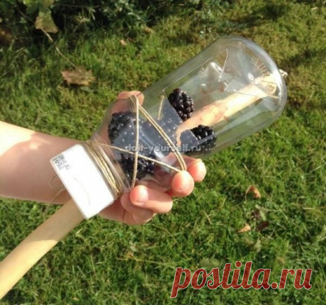 Совок для сбора ягод, сделанный из пластиковой бутылки