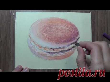 Как нарисовать макарун пастелью и маркером. How to draw macaroon with pastel and marker