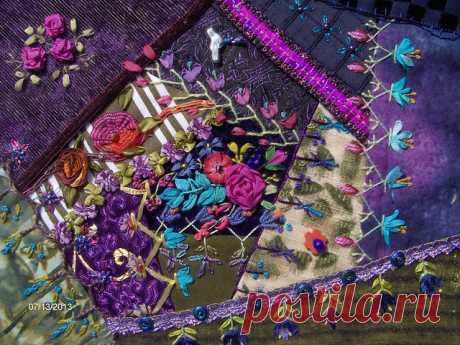 Purple Crazy Quilt Block | Crazy quilted block in purples an… | Flickr