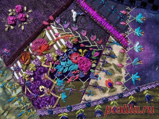 Purple Crazy Quilt Block | Crazy quilted block in purples an… | Flickr