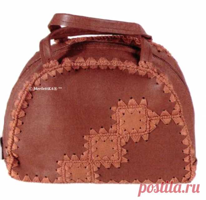 Оригинальные идеи из кожи и драпа, обвязанные крючком