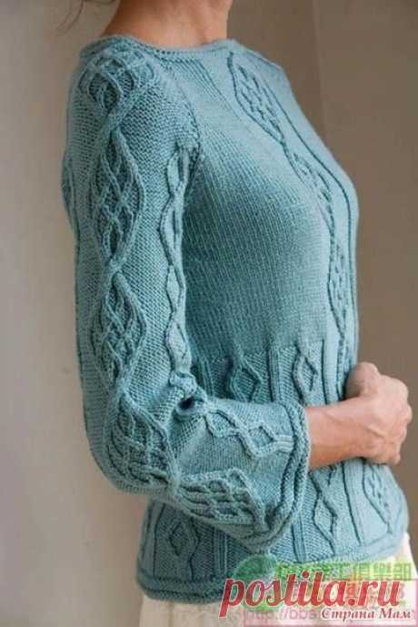 Изысканные араны из старого номера Interweave knits (Весна-2007). Косы удачно подчеркнуты цветом.

Вот интересно, араны никогда не выглядят устаревшими, даже через 100 лет.