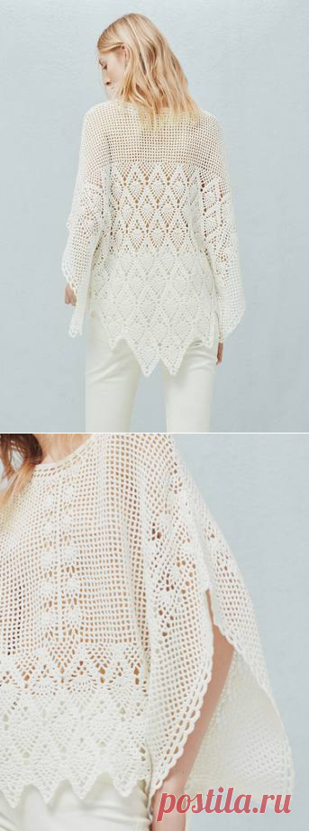 Ажурное пончо от Mango. Онлайн