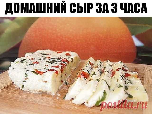 Домашний сыр за 3 часа, которого много не бывает Невероятно вкусный сыр, который содержит только натуральные продукты и ничего лишнего.Сыры которые мы покупаем в магазине, не понятно из чего сделаны.А