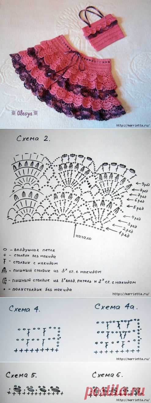 Юбочка и сумочка крючком для маленькой девочки