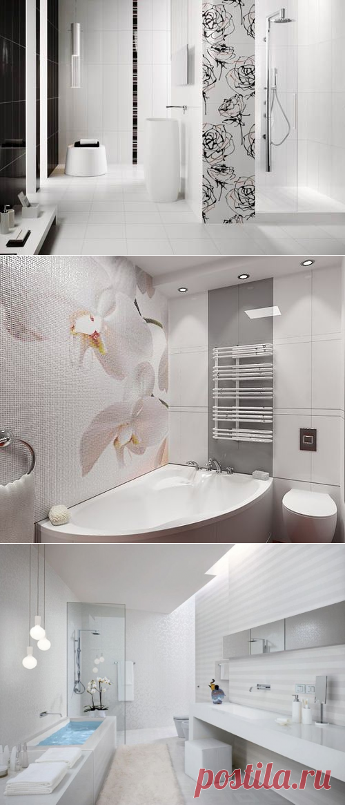 Белая плитка в интерьере ванной