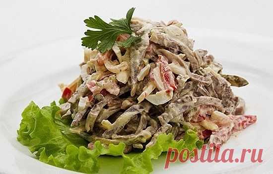 Шустрый повар.: Салат с языком и маринованными грибами