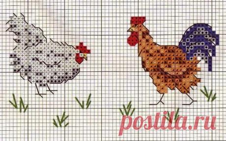 Милые сердцу штучки: Пасхальная вышивка : "Петухи и куры" (подборка схем)