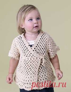 Ажурная детская кофточка крючком схема и описание. Как связать ажурную кофточку девочке 18 мес.