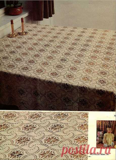 Изысканная скатерть крючком из фрагментов..