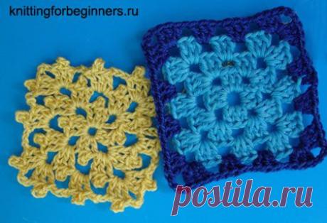 Начинаем вязать – Видео уроки вязания » Начинаем вязать крючком – Видео урок вязания №207 – “Квадратный мотив, декорированный пико”