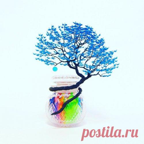 Невероятные деревья-бонсай с кронами из тысяч крошечных оригами журавлей