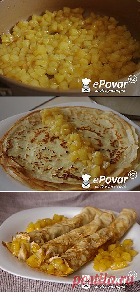 Крепы с яблочной начинкой — Рецепт приготовления с фото — Рецепты выпечки, Блины