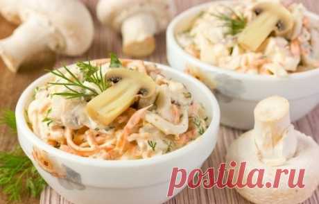 Салат из курицы с шампиньонами - Рецепты салатов из курицы с