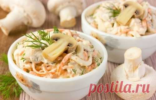 Салат из курицы с шампиньонами - Рецепты салатов из курицы с