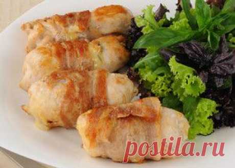 Куриные рулетики со шпинатно-грибной начинкой