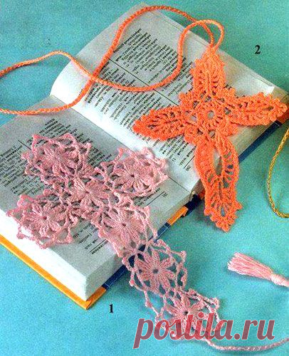 Две книжные закладки.  Схема вязания крючком