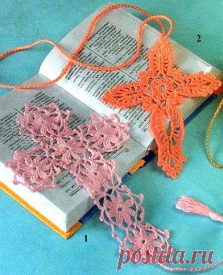 Две книжные закладки.  Схема вязания крючком