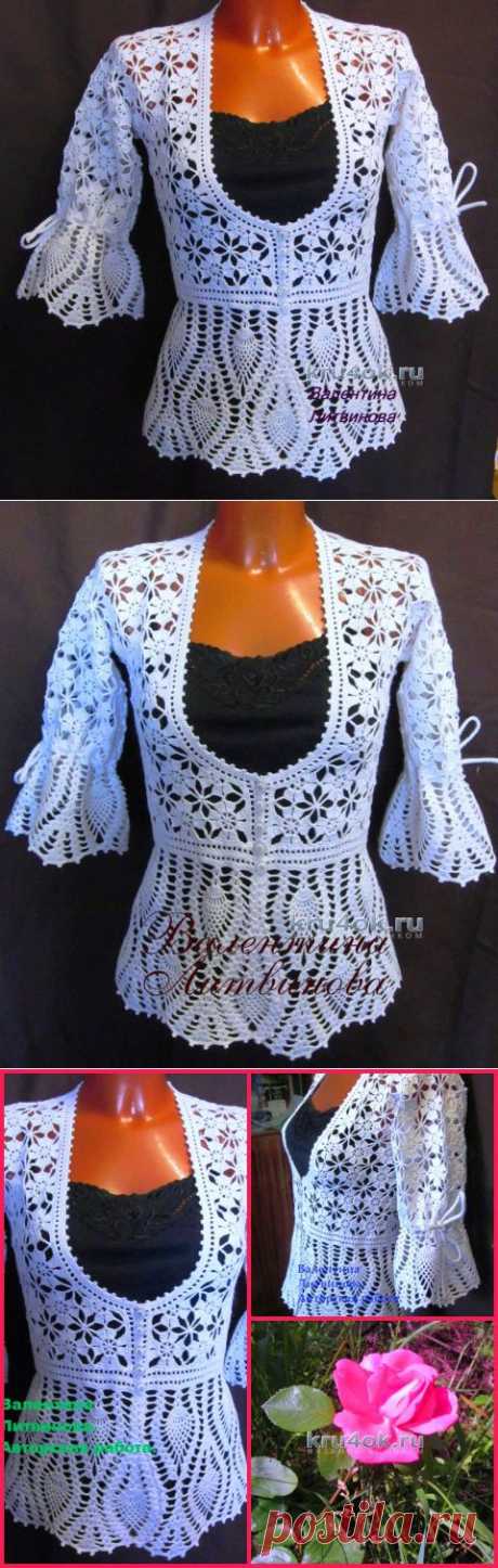 Вязаный крючком летний жакет — работа Валентины Литвиновой - вязание крючком на kru4ok.ru