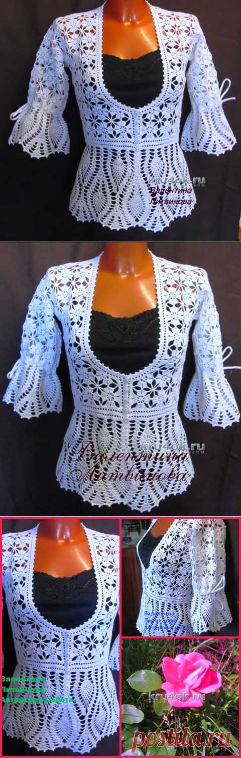 Вязаный крючком летний жакет — работа Валентины Литвиновой - вязание крючком на kru4ok.ru