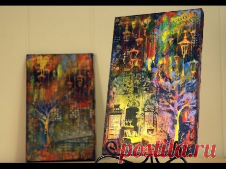 Приемы резерважа в Mixed Media. Панно "Вечерние огни". Анонс видео МК. Наталья Жукова — Яндекс.Видео