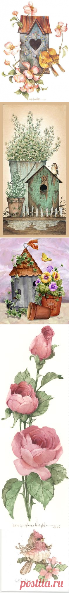 Carolyn Shores Wright. | ART LOVE | Birdhouses, Birds and Sweet Home  КАРТИНКИ