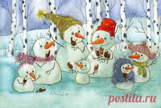 Акварельные зимние сказки Виктории Кирдий | Журнал Ярмарки Мастеров