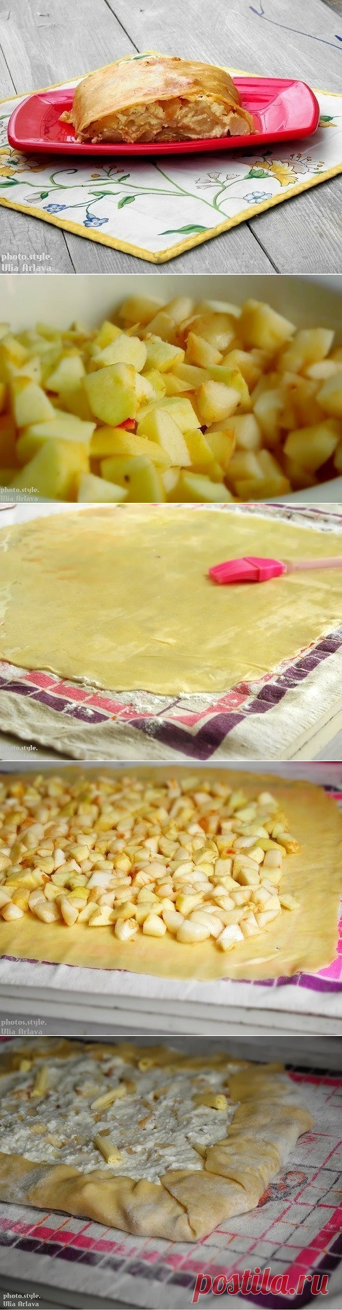 Как приготовить творожный штрудель с грушей и яблоками. - рецепт, ингридиенты и фотографии