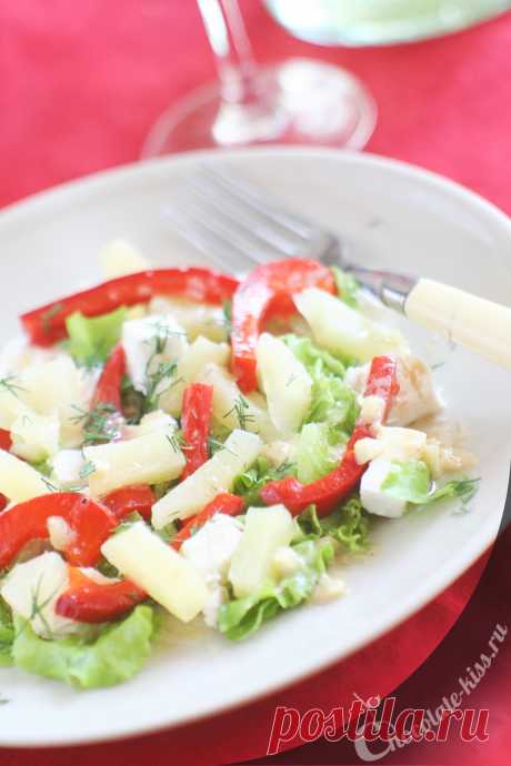 Рецепт салата с курицей и сыром