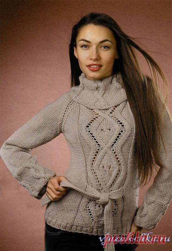 Теплый женский свитер спицами
Описание: https://vjazalochka.ru/vyazanie-dlya-zhenshchin/pulovery-svitera/teplyj-zhenskij-sviter-spicami