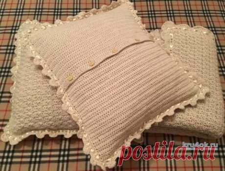 Плед с подушками крючком. Работа Аллы